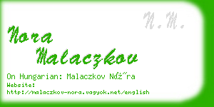 nora malaczkov business card